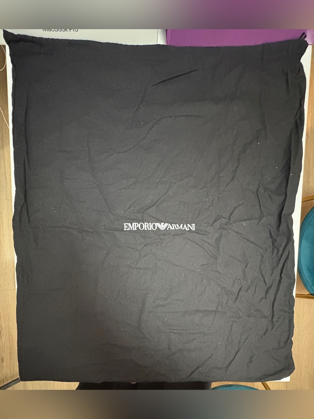 Emporio Armani Black Storage Pouch with White Logo